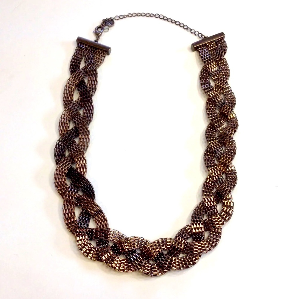 Dana Buchman Braided mesh necklace copper tone.